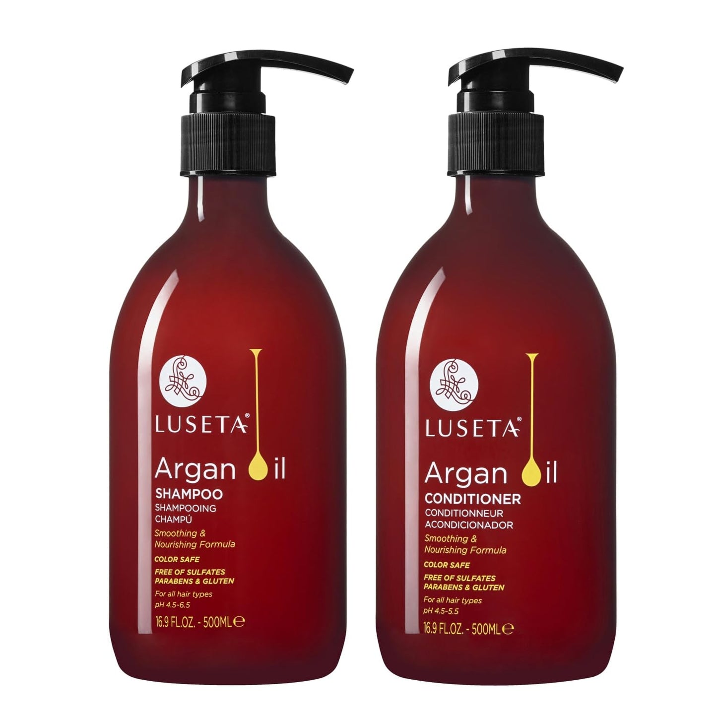 Luseta Hyaluronic Acid Moisturizing Shampoo & Conditioner Set for Dry and Damaged Hair, Sulfate Free Shampoo and Conditioner for Women Infused with Argan Oil and Shea Butter Paraben-Free2 x 16.9oz
