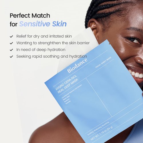 BIODANCE Hydro Cera-nol Deep Hydrating Overnight Face Mask - Soothing Sunburn Relief | 1.19oz (34g) x4ea