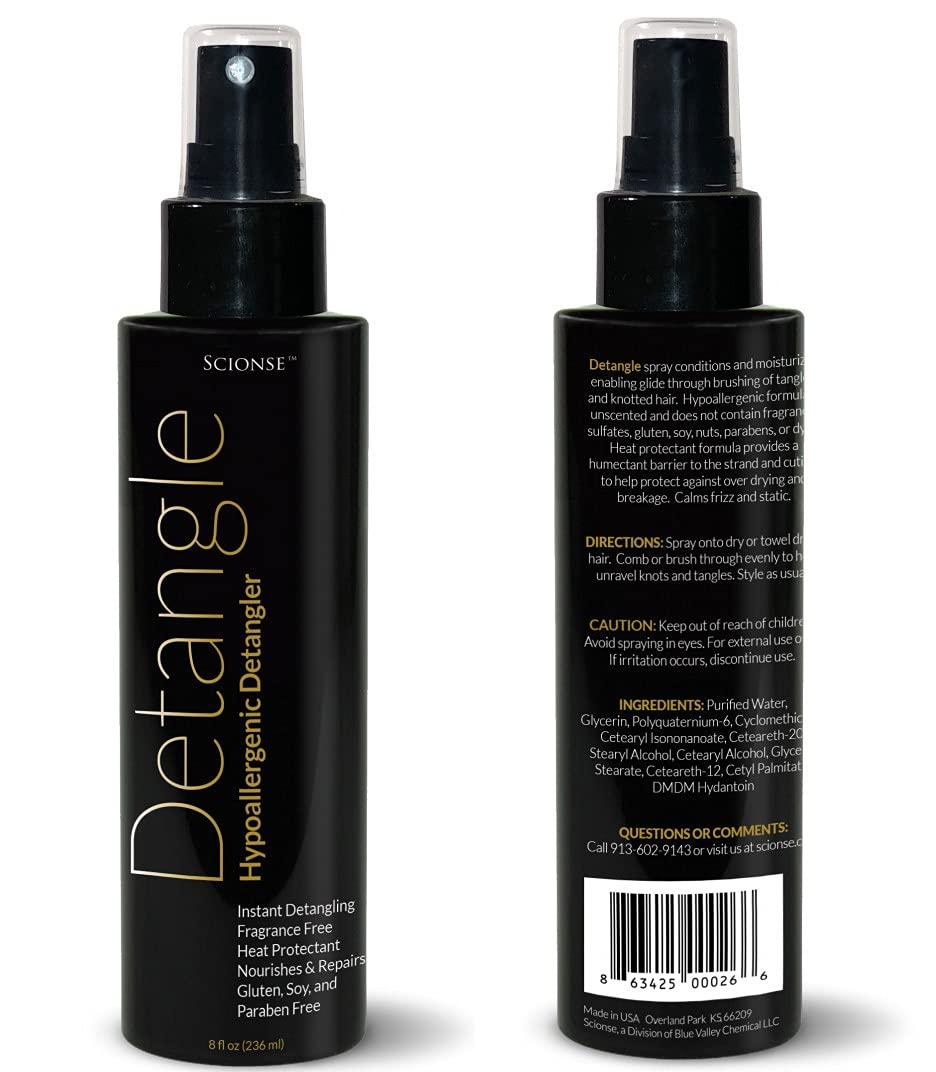 Skiennix Hypoallergenic Detangler - Fragrance-Free Heat Protectant Leave-In Conditioner