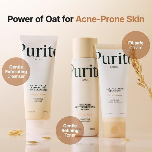 PURITO Oat PDRN Gentle Refining Toner - Hydrating & Clarifying Formula for Acne-Prone Skin | 200 mL (6.76 fl. oz)