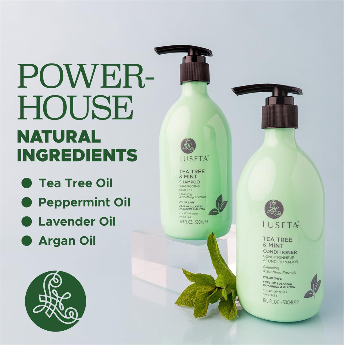 Luseta Hyaluronic Acid Moisturizing Shampoo & Conditioner Set for Dry and Damaged Hair, Sulfate Free Shampoo and Conditioner for Women Infused with Argan Oil and Shea Butter Paraben-Free2 x 16.9oz