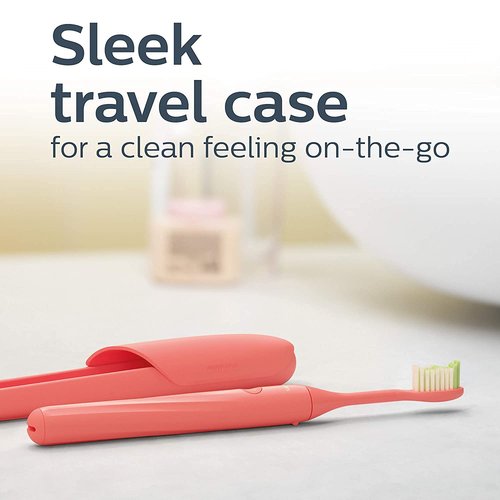 Philips Sonicare One Electric Battery Powered Toothbrush With Sleek Travel Case and 2pk Heads - Miami Coral, HY100-01