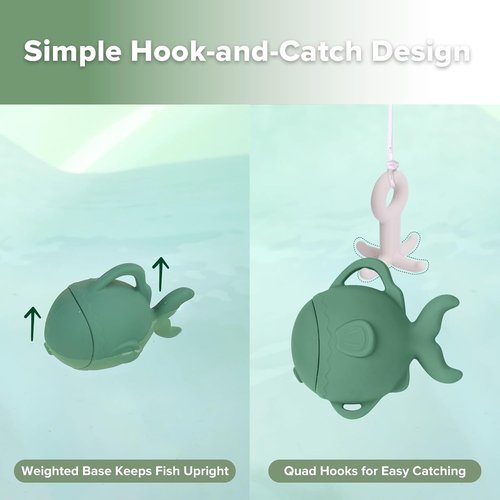 haakaa Baby Bath Fishing Toy Set, Mold Free Food Grade Silicone Bathtub Fishing Toy for Toddler & Kids Ages 3-5, BPA-Free Floating Bath Tub Toys for 3 Years+