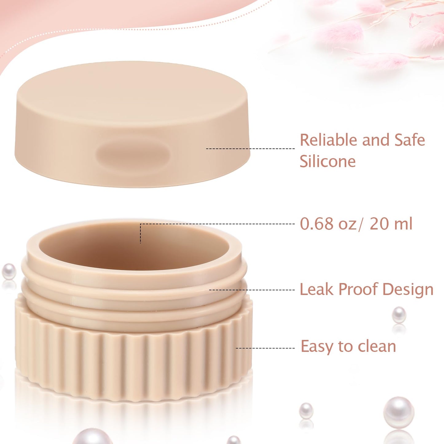 Maxcheck 4 Pcs Travel Containers for Toiletries Small Silicone Cream Jars 0.68 oz Travel Size Container Leakproof Travelling Accessories with Lid for Cosmetic Body Skin Cream(Classic Color)