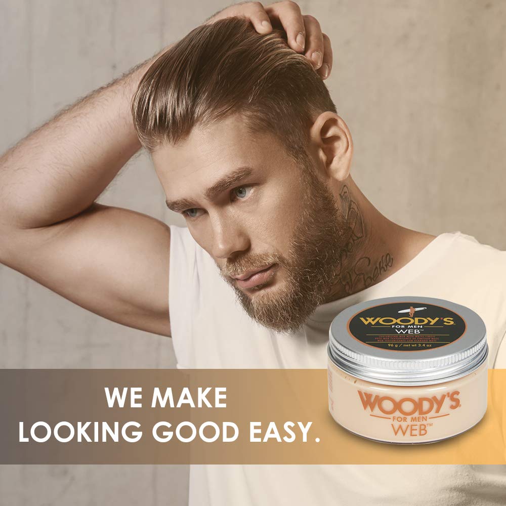 Woody's Hair Clay for Men – Matte Finish, Styling Pomade for Men Stronghold, Firm and Flexible Control, 3.4 oz. 2-Pack