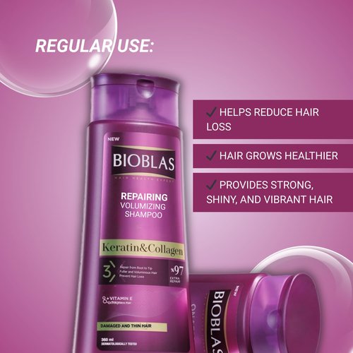 Bioblas Anti-Hair Loss Shampoo - Repairing & Plumping Formula with Keratin & Collagen | 360 ML