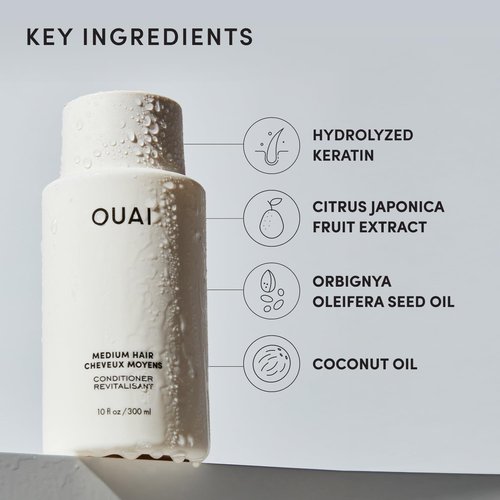 OUAI Medium Conditioner Travel Size - Hydrating Coconut Oil & Babassu Oil Formula - Strengthens & Adds Shine (3 Oz)