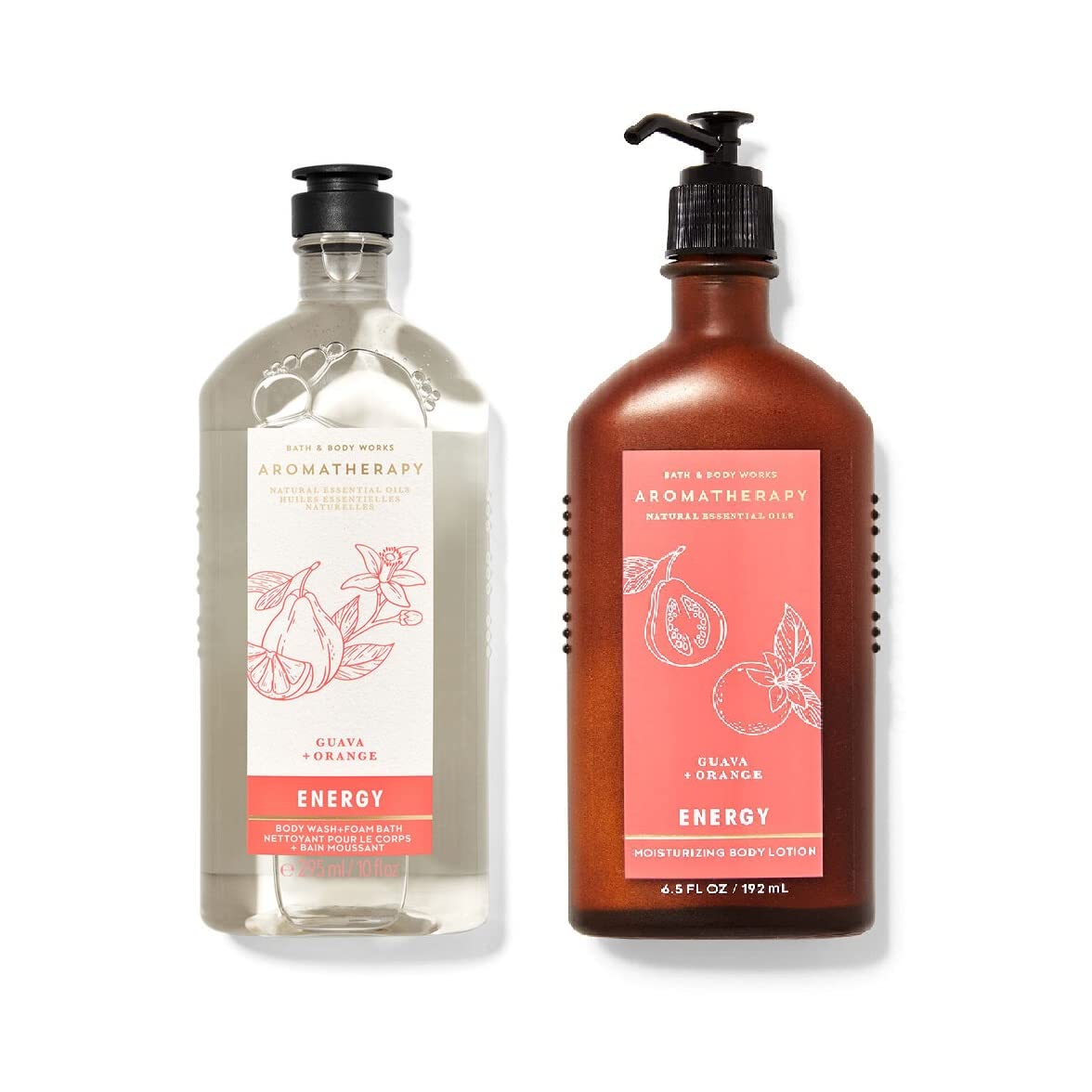 Bath and Body Works Aromatherapy Energy Guava and Orange Body Lotion and Body Wash, 10 Ounce