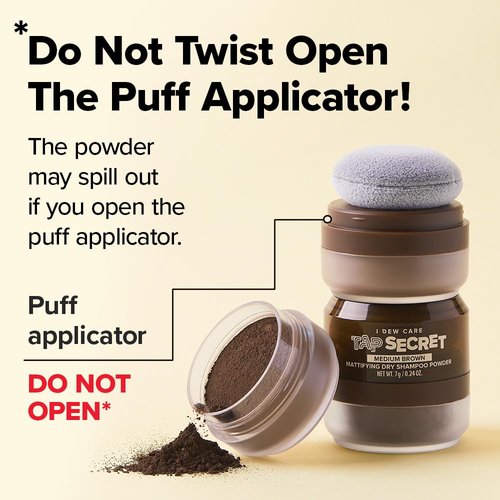 I DEW CARE Biotin Clarifying Dry Shampoo - Medium Brown Powder | Strengthening & Volumizing, Travel Size 0.25 Oz