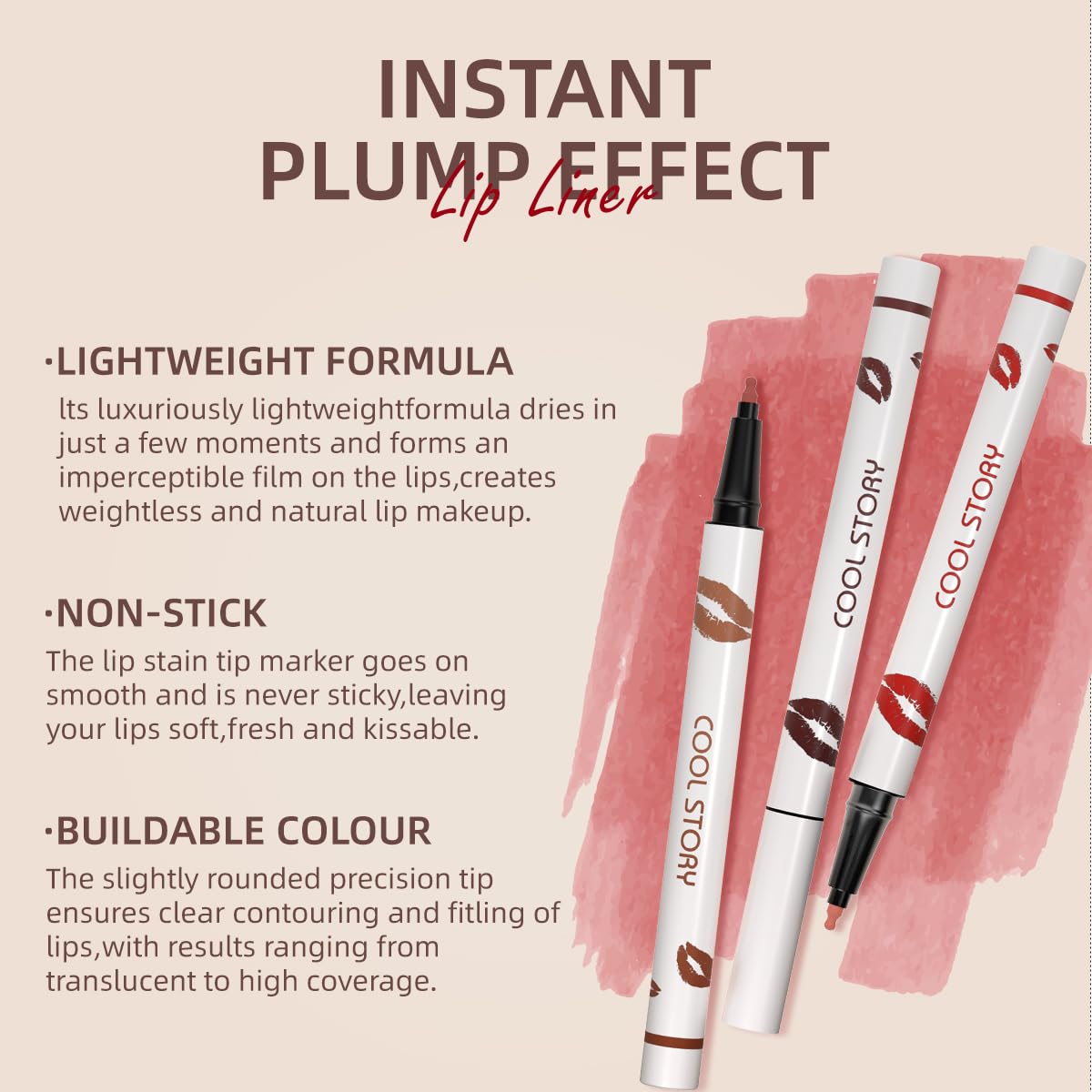 COOL STORY Matte Lip Liner Pencil - Waterproof, Long-Lasting Formula for Fuller Lips | Soft Purple 08