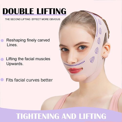 MASIKA Chin Strap for Sleeping,Adjustable Chin Strap,Jaw Strap,Jawline Shaper,V-Line Mask Chin Up Mask V Shaped Face Mask, Jaw Exerciser,Reusable chin strap,Leaf pattern。
