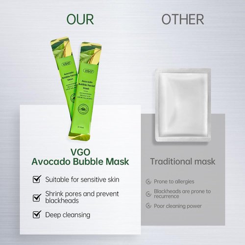 VGO Blackhead Remover Bubble Clay Mask, Deep Moisturizing & Pore Cleanser Face, with Salicylic Acid & Hyaluronic Acid,Daily Hydrating Facial Care & Skin Blackhead Mud, 12pcs (0.14 Ounce (Pack of 12))