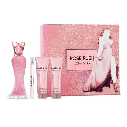 Paris Hilton Rose Rush Gift Set - 4-Piece Collection with Eau de Parfum, Body Lotion & Shower Gel