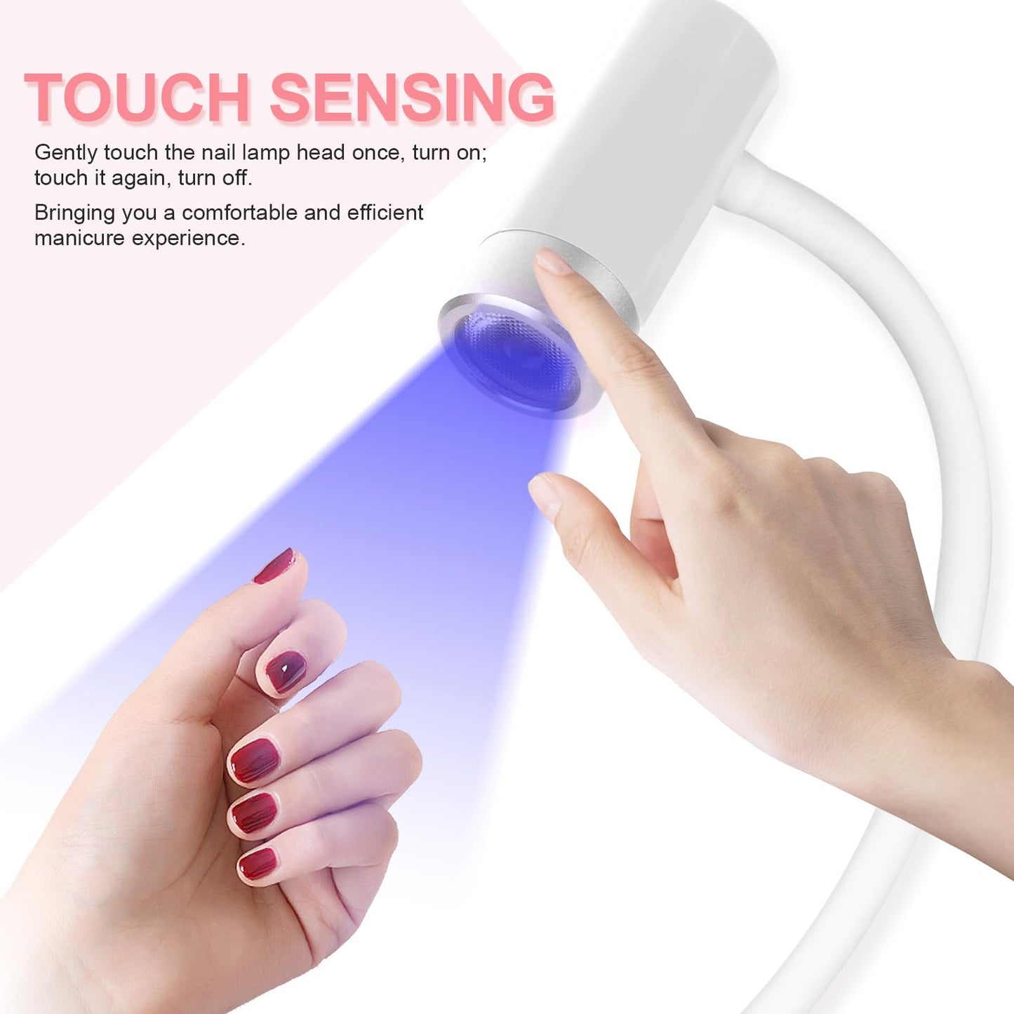 U V Nail Lamp, Rechargeable U V Light for Gel Nails Polish, Mini Flash Cure Light for Gel X Nails, Cordless U V LED Nail Lamp, Nail Dryer with 4 Timers&Sensor, Fast Curing Gooseneck U V Lamp, White