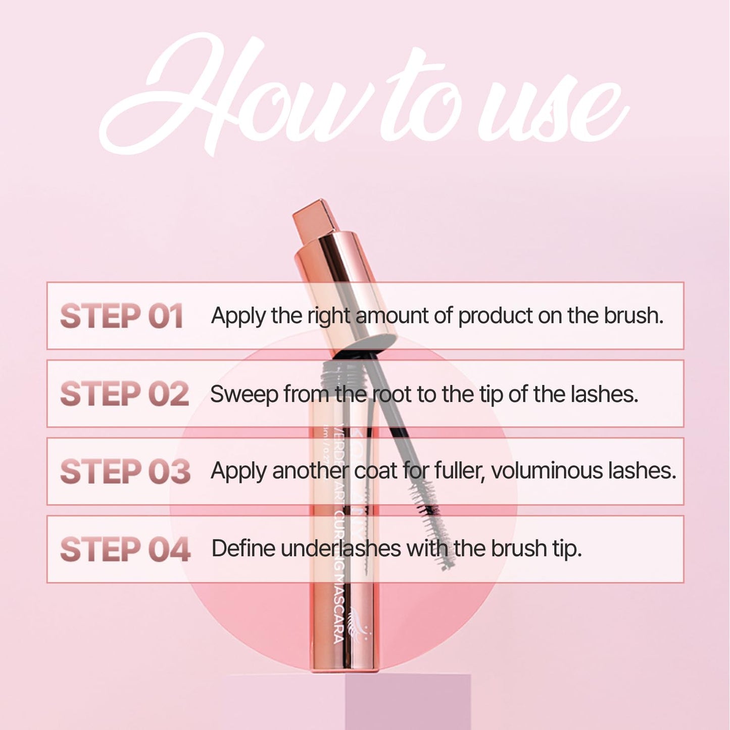 Verdea Art Volume Waterproof Mascara - Long-Lasting, Smudge-Proof K-Beauty Formula for Voluminous Lashes - 0.26 fl oz
