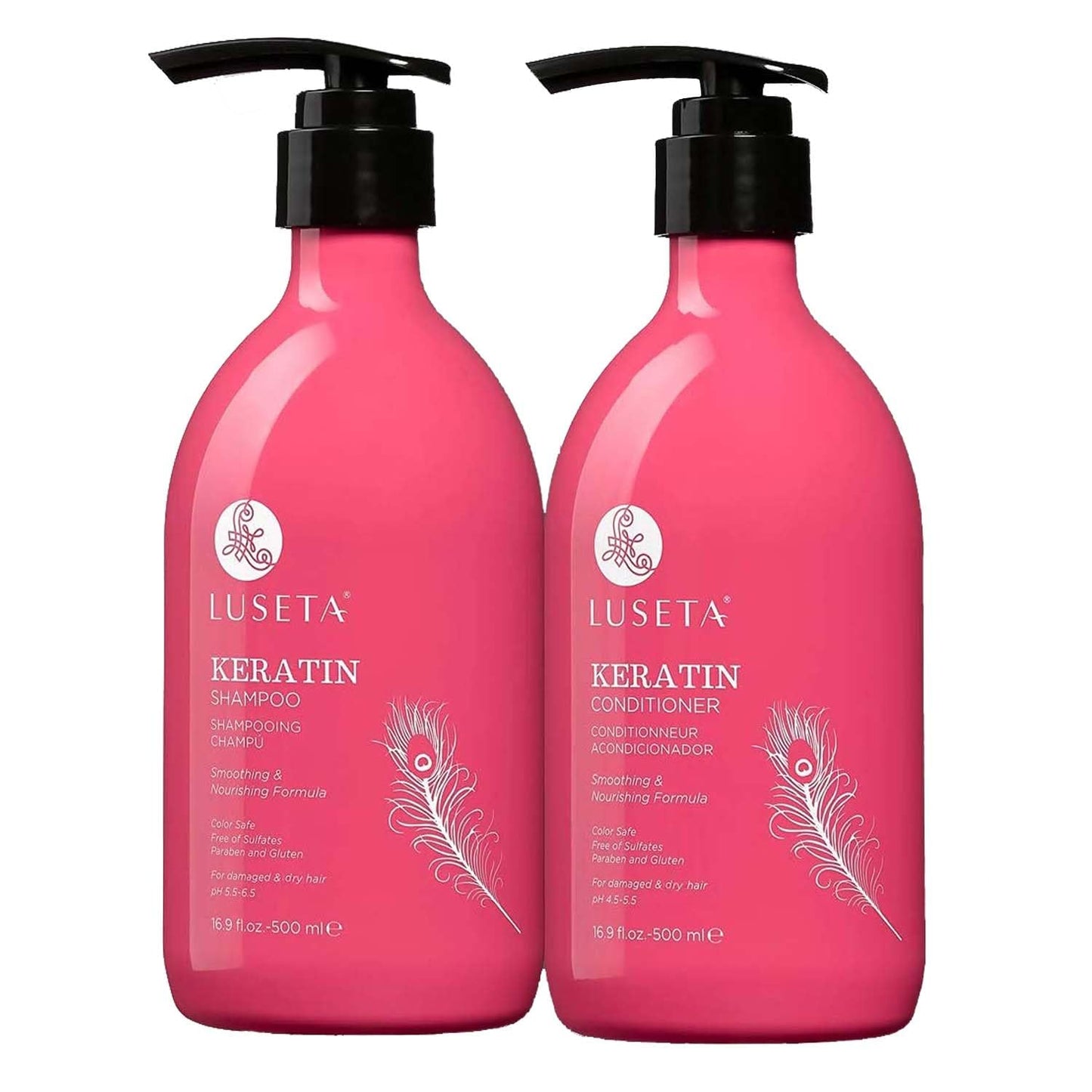 Luseta Hyaluronic Acid Moisturizing Shampoo & Conditioner Set for Dry and Damaged Hair, Sulfate Free Shampoo and Conditioner for Women Infused with Argan Oil and Shea Butter Paraben-Free2 x 16.9oz