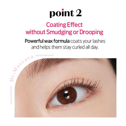 ETUDE Dr. Mascara Fixer - Long-Lasting Curl Hold & Smudge-Proof Formula | Vegan Certified Black (0.203 Fl Oz)