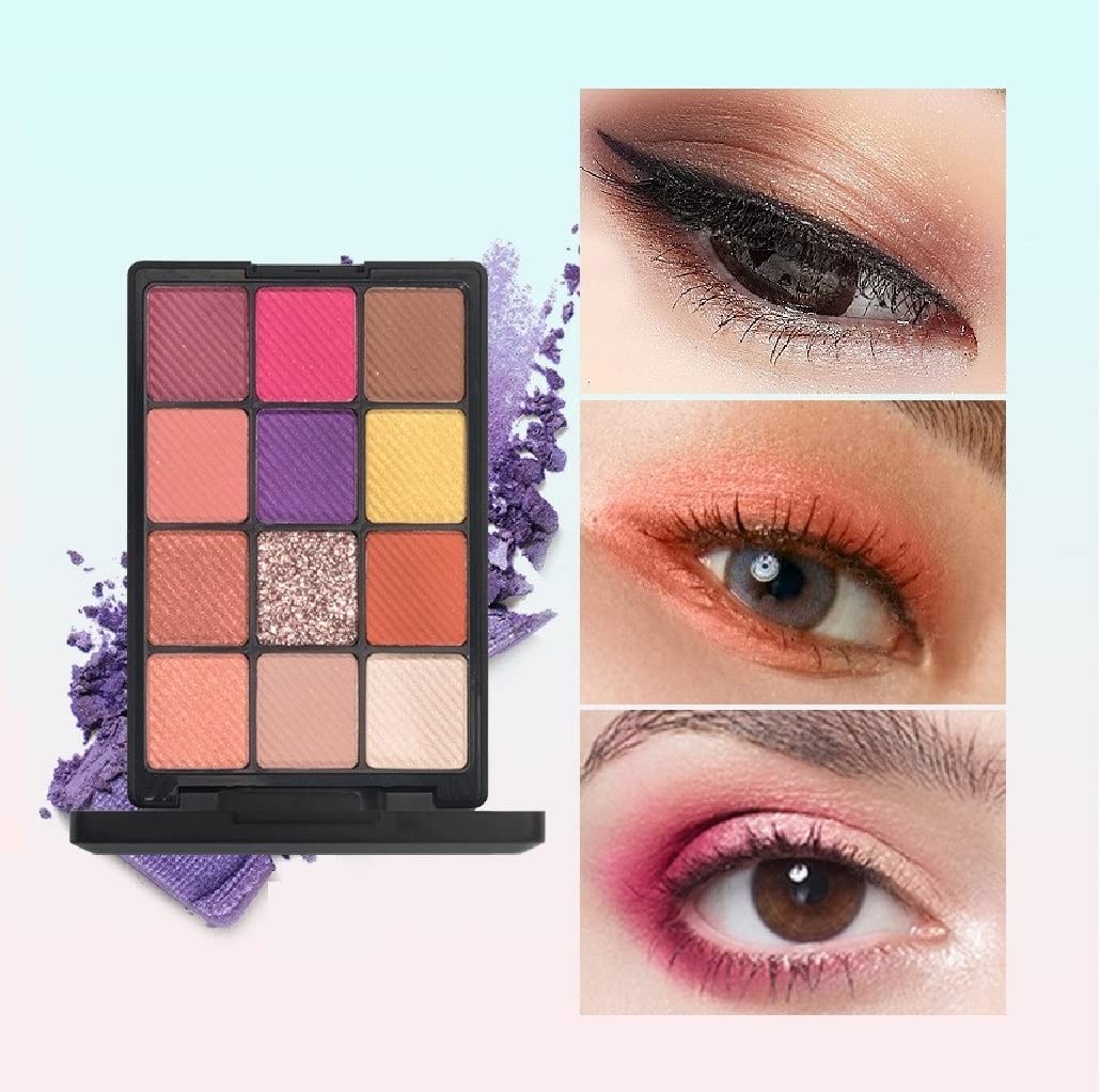YARLADY 12 colors eyeshadow palette, himmer,matte,pearlescent eyeshadow, makeup set, Long-lasting waterproof high pigment eye makeup tray (12-2#)