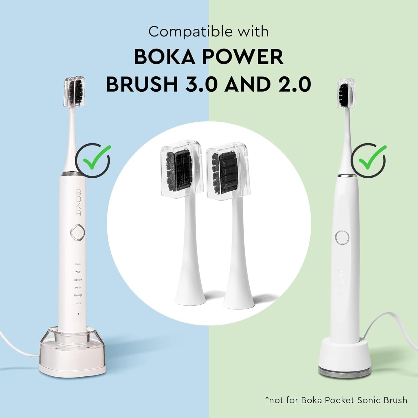 Boka 3.0 Electric Toothbrush - Rechargeable Sonic Toothbrush with Charcoal Bristles - 2 Heads Included