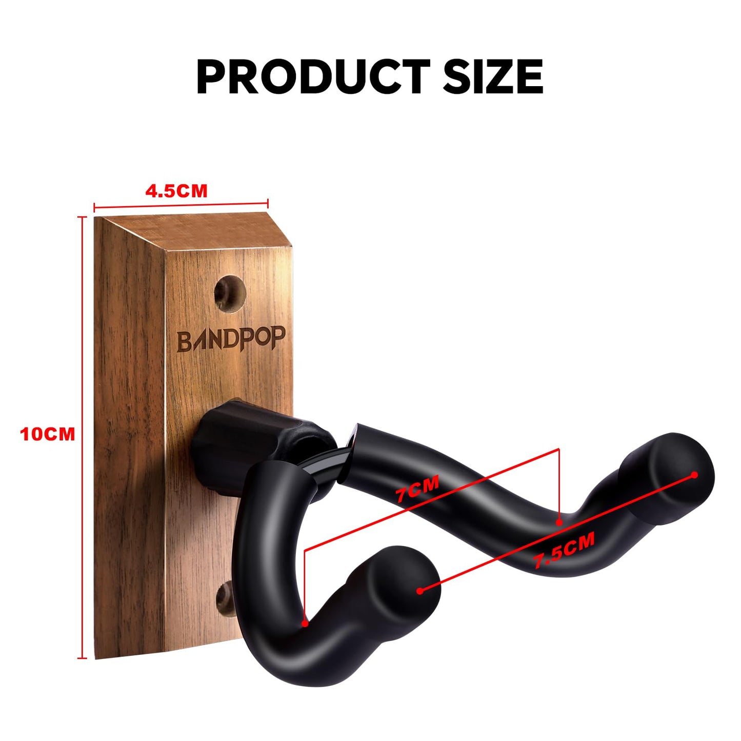 Bandpop Guitar Wall Mount - Solid Beech Wood Guitar Hanger with 5pcs Picks for Acoustic, Electric, Bass, Banjo, Mandolin