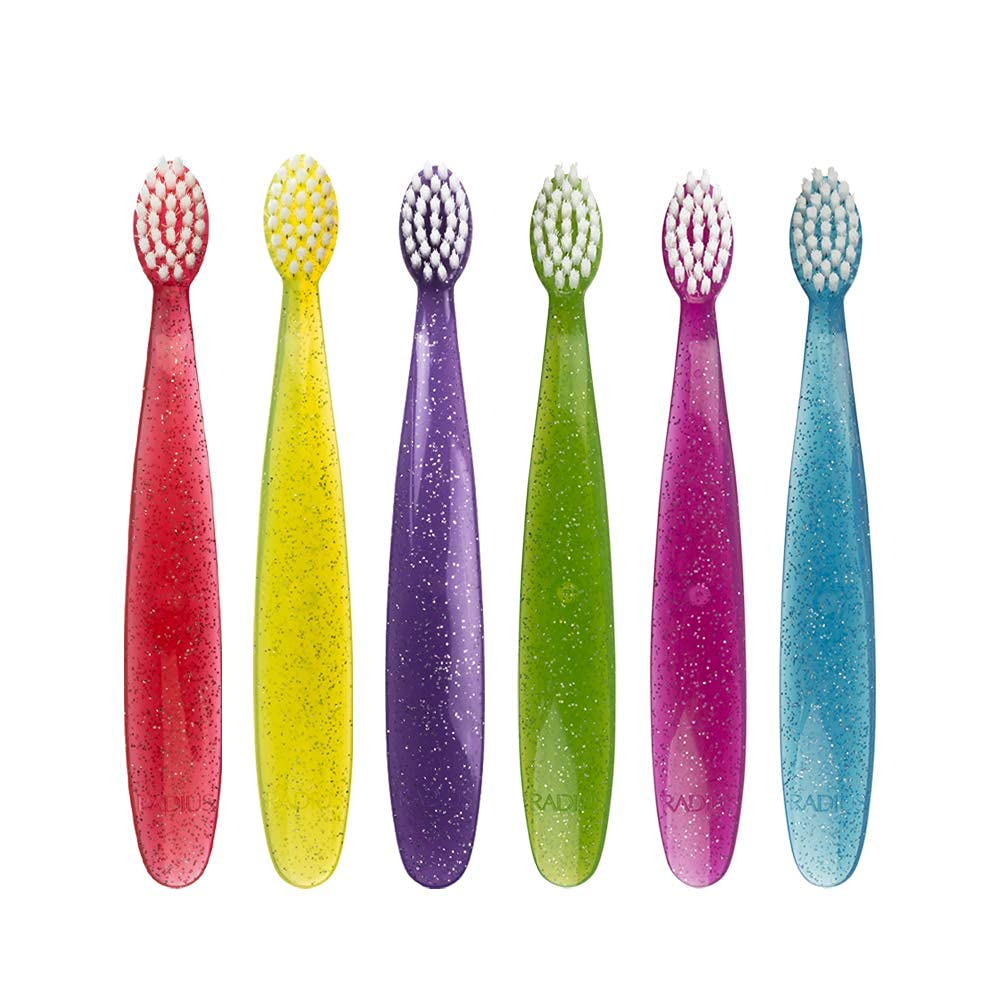 RADIUS Totz Toothbrush Extra Soft Brush BPA Free & ADA Accepted Designed for Delicate Teeth & Gums for Children 18 Months & Up - Assorted - Pack of 6