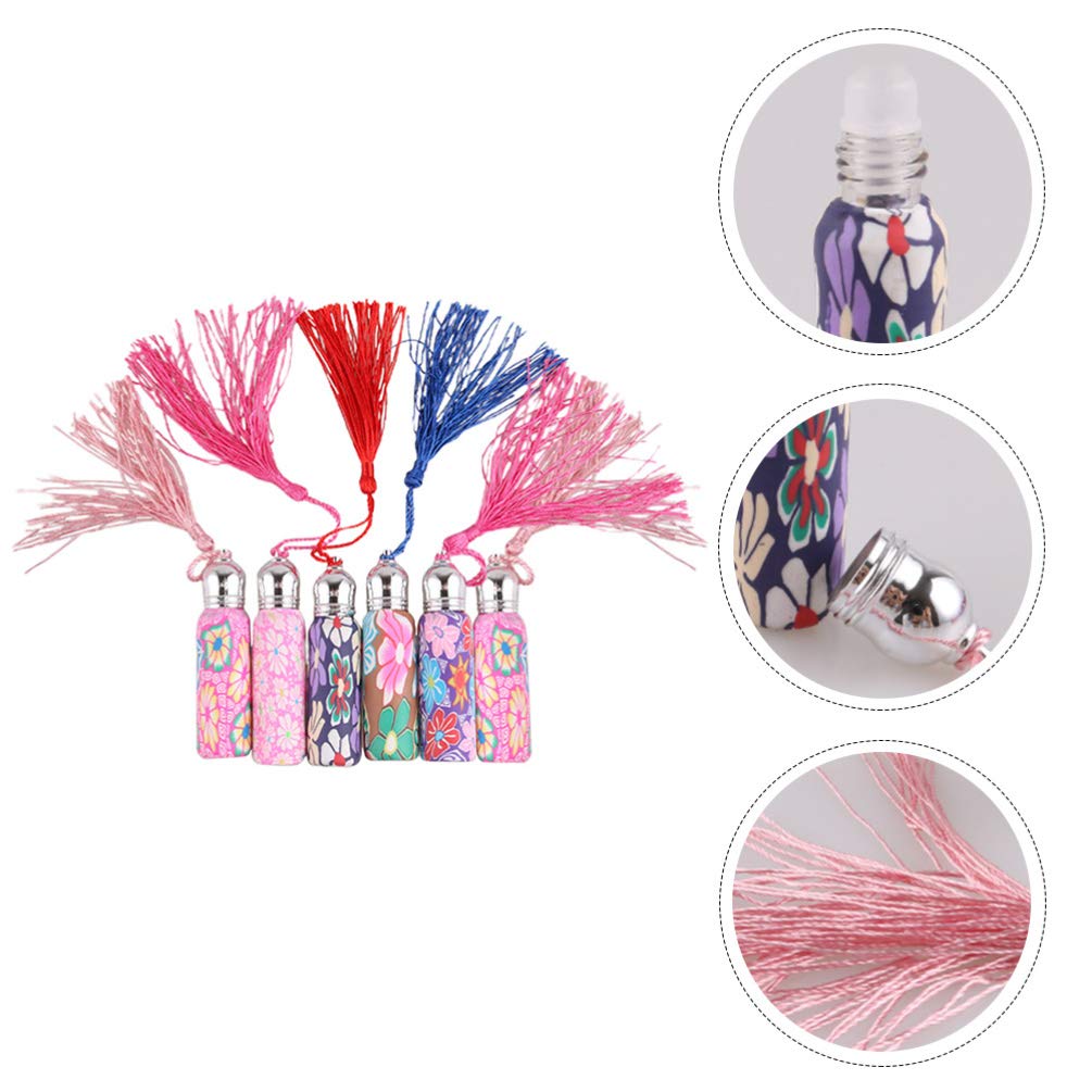 Healifty 6 Pcs Soft Ceramic Roller Bottle Essential Oil Rollers Roller Bottles Perfume Sample Bottles Clear Glass Carafes Reusable Perfume Bottles Glass Bottle Travel Polymer Clay Liquid