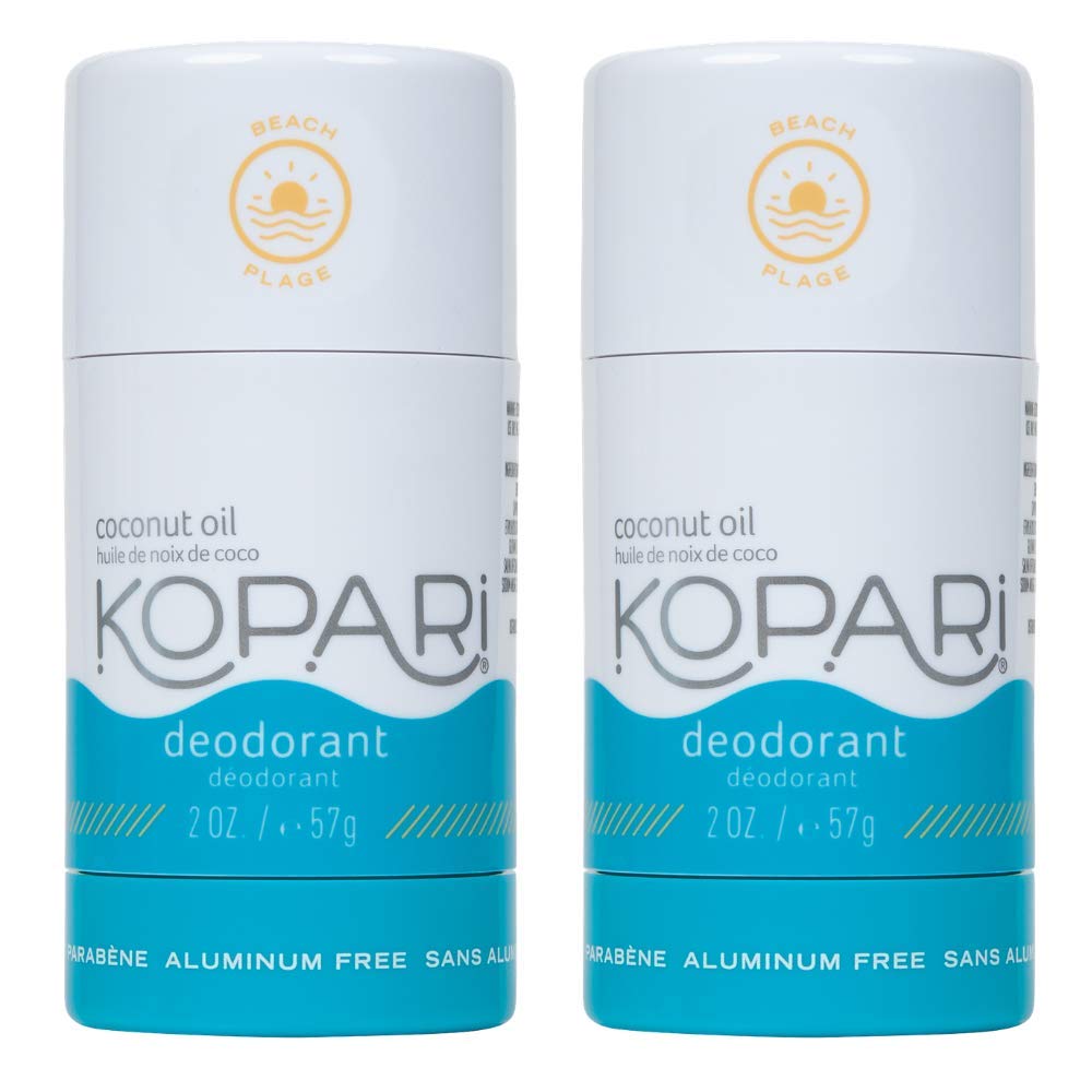 Kopari Aluminum Free Deodorant with Organic Coconut Oil | Beach 2 Pack | Vegan, Gluten Free, Cruelty Free, Non-Toxic, Paraben Free, Odor Protection, Naturally Derived Plant Based Ingredients | 2.0 oz