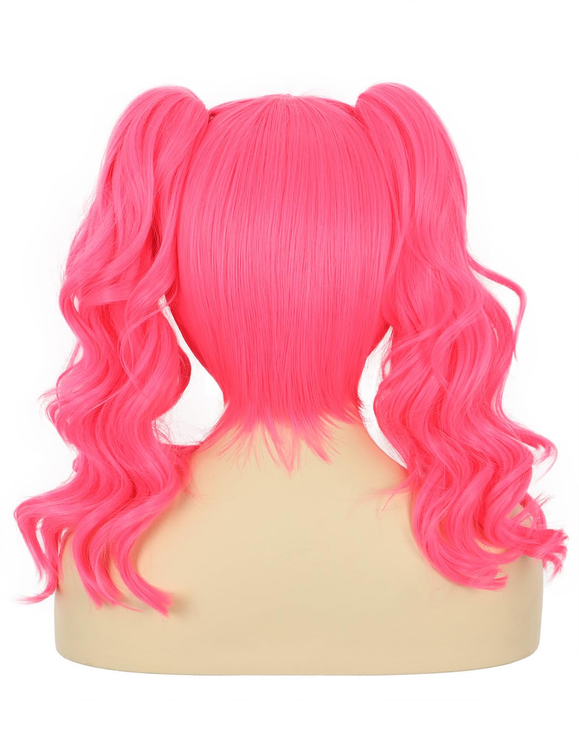 karlery Women's Long Ponytail Hot Pink Wig Lolita Clip In Thick Claw Drawstring Halloween Costume Pigtail Wig Anime Cosplay Wig