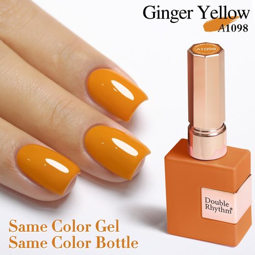 Double Rhythm 15ML Gel Polish Pure Sheer Same Color Same Bottle Soak Off Gel Polish Art Manicure Salon DIY at Home for Women (Ginger Yellow-A1098)