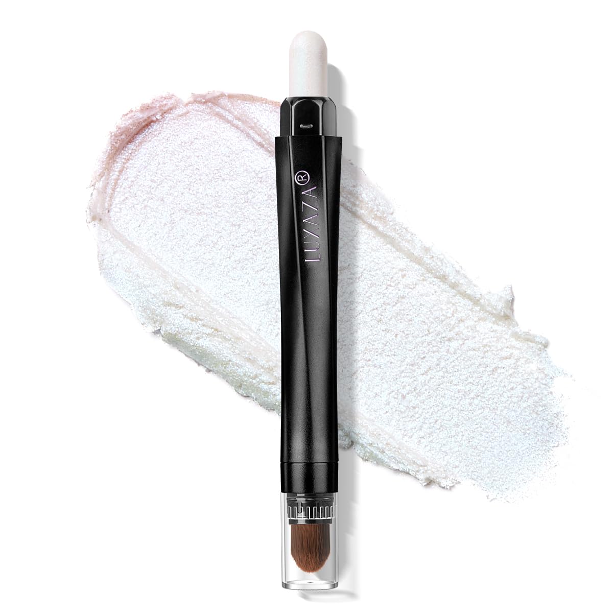Cream Single Eyeshadow Stick with Blending Brush, Hypoallergenic Eye Shadow Sticks Makeup, Pro Waterproof & Long Lasting Eye Brightener Stick, Eyeshadow Pencil Crayon Shimmer #74