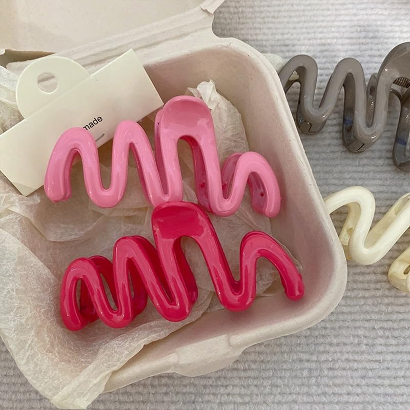 Souarts 6PCS Cream Color Series Hair Clips for Women & Girls, 4.3 Inch Hair Claw Clips Strong Hold, Hair Clips for Women Straight, Curly & Wavy Hair