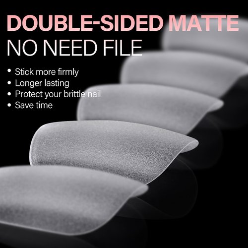 AILLSA Extra Short Square Nail Tips Gel Nails Tips Acrylic Press On Squoval Nail Tip 240 PCS False Full Cover Matte Nails Tip Kit 15 Sizes with Storage Box for Valentine's Day