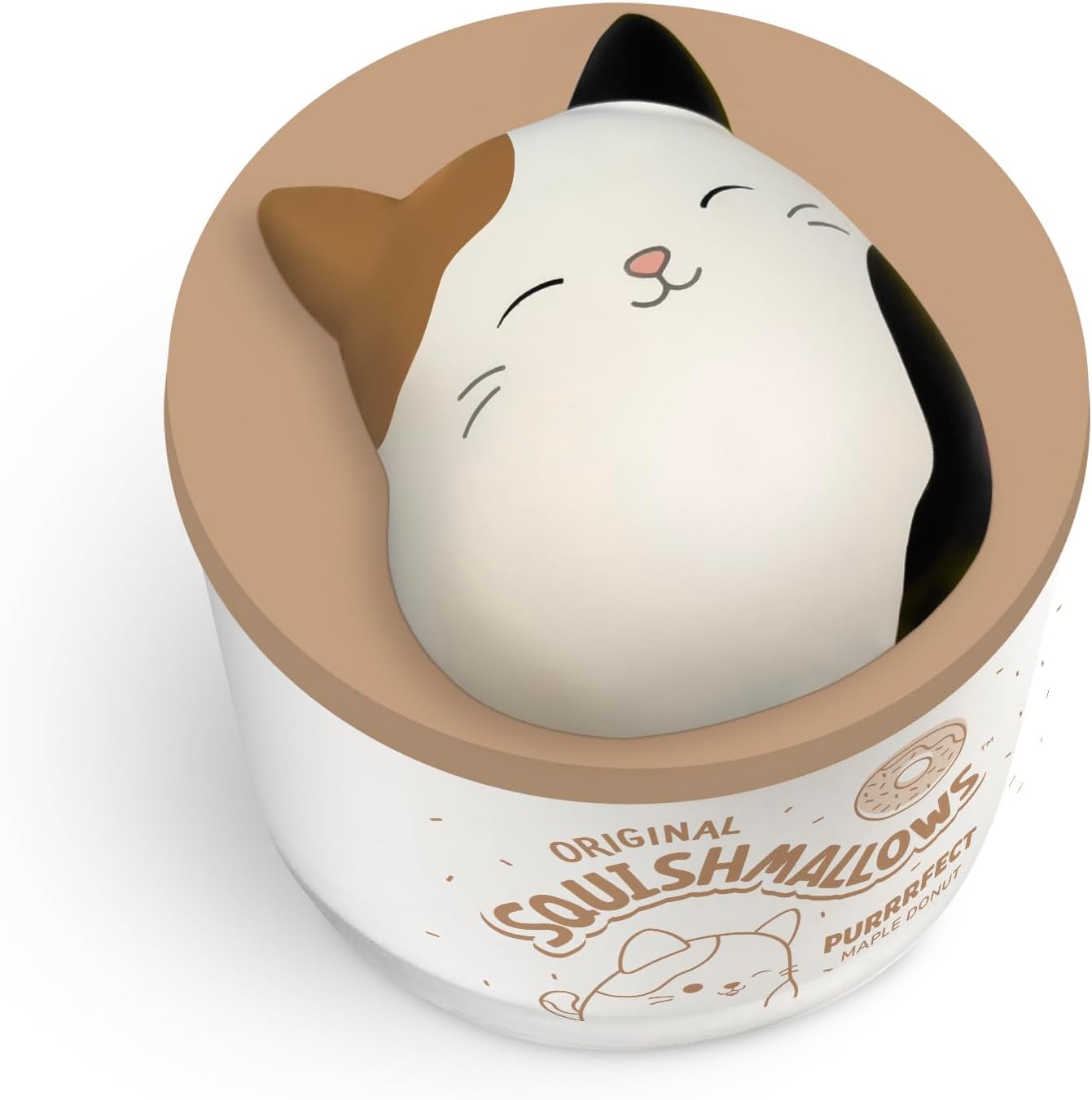 Studio Oh! x Squishmallows Scented Candle, Cam Purrrfect Maple Donut Maple, Cinnamon, Nutmeg & Vanilla, 12 oz, 38 Hour Burn, Reusable Jar, Scented Candles for Home, Relaxing Calming Candle