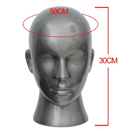 AMLUCKS Male Mannequin Head Professional PVC Manikin Head for Display Wigs Hats Headphone Mask Sunglasses Scarf Jewelry Display Stand (Light Grey)