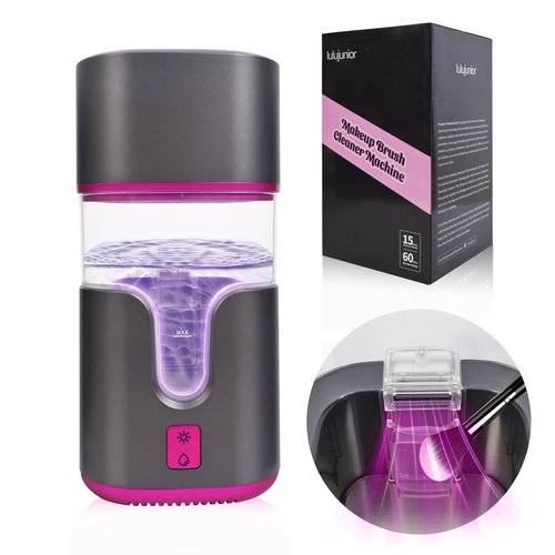 2 In 1 Electric Makeup Brush Cleaner Ultrasonic Cleaner Machine With 95℉ Hot Air Cycle Dryer - Ultra Fast Effective Make Up Brush Washer (Black)