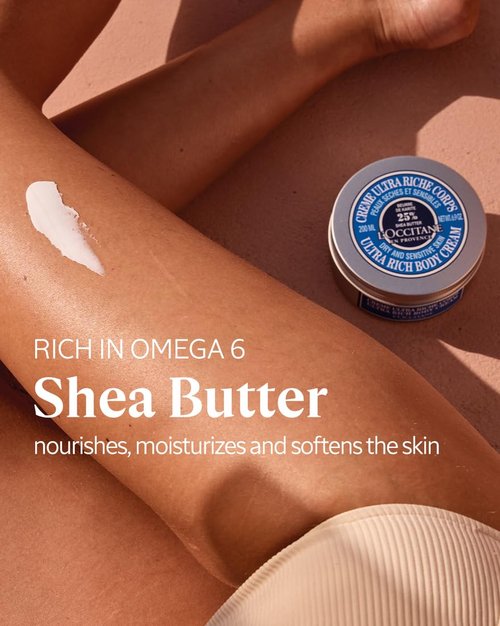 L’Occitane Shea Butter Ultra Rich Body Cream, Nourishing Moisturizer for Dry, Sensitive Skin, Fast Absorbing, Refillable, Vegan Skincare, Light Scent