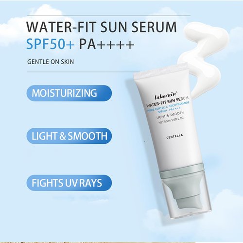 Centella Sunscreen SPF 50, Face Sun Screen Long-Lasting Protection, Cen-tella Madagascar Sunscreen, NO White Cast - Dry Oily Skincare,Moisturizing Non-Sticky Centella Water-Fit Sun Serum for All Skin