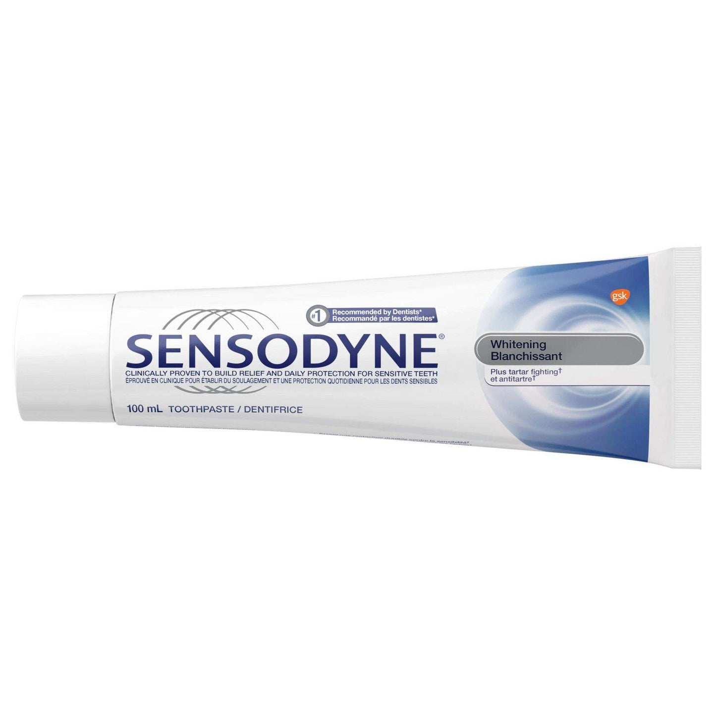 Sensodyne Sensitivity Toothpaste for Sensitive Teeth, Whitening Plus Tartar Control, 100ml (Pack of 3)