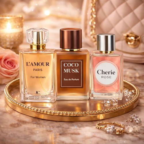 L’Amour Paris 3-Piece Perfume Set - Long-Lasting Eau de Parfum Collection | Romantic Floral & Sweet Fragrance Trio for Date Night