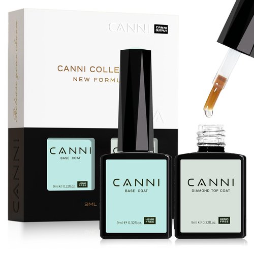 CANNI 2 Pcs 9ml Gel Base Top Coat Gel Polish Set - Shine Finish and Long Lasting, Soak Off LED Nail Lamp Base Top Coat DIY Nail Salon Manicure Gifts for Women