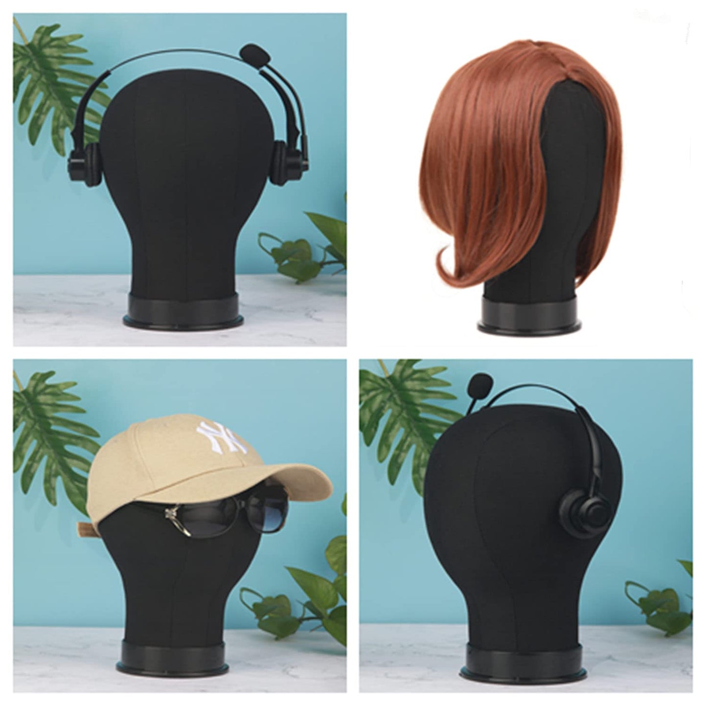 Wig Head 23Inch Canvas Block Head Wig Stand with Mannequin Head for Making Wigs Display Styling