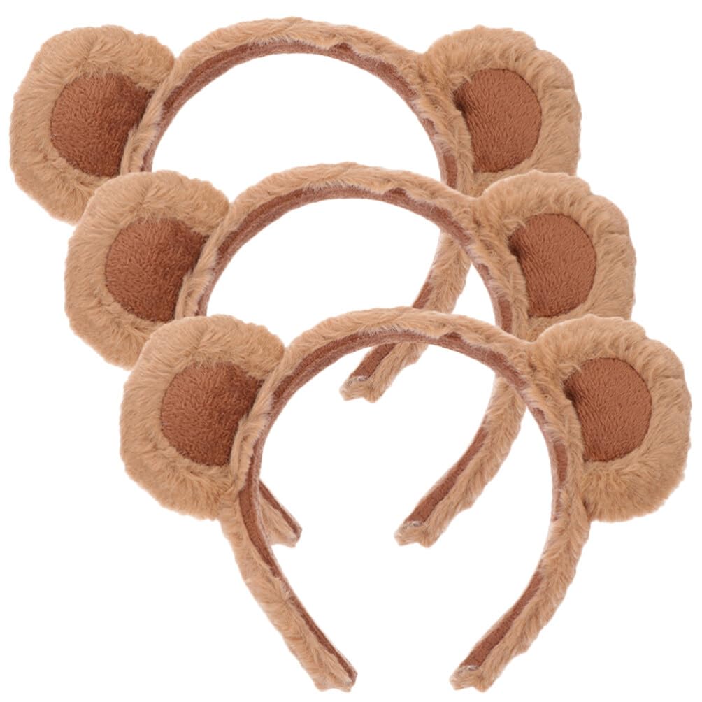 Beaupretty 3pcs Bear Ears Headband Halloween Animal Cosplay Headwear Party Prop Favors for Women Girls Brown