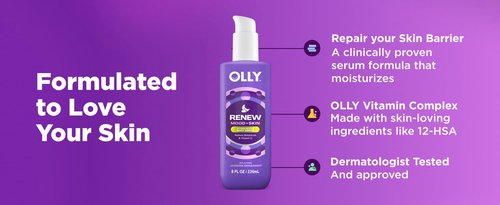 OLLY Renew Body Care Bundle | Nourishing Body Wash (17oz) + Lotion-Serum (8oz) with Vitamin D & Retinol
