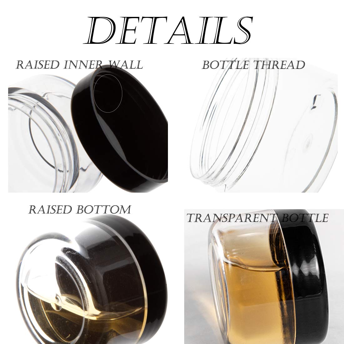 ZEJIA 5 Gram Sample Containers with Lids, 50PCS Mini Makeup Containers, Empty Plastic Travel Cosmetic Containers with Labels