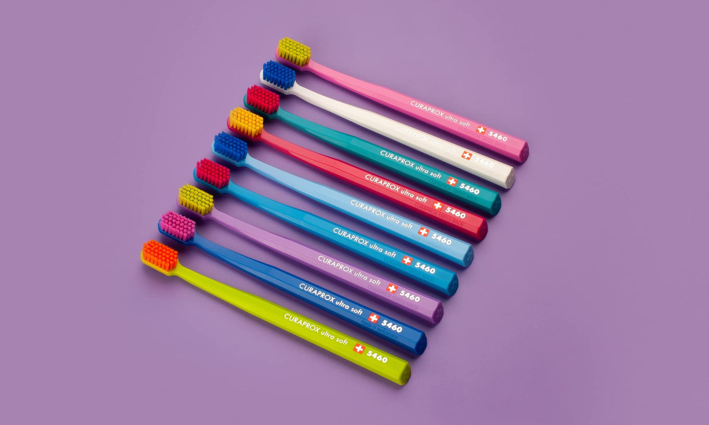 Curaprox CS 5460 Ultra-Soft Toothbrush for Adults with Ultra-Fine Filaments and Compact, Slightly Angled Toothbrush Head for Improved Tooth and Gum Health