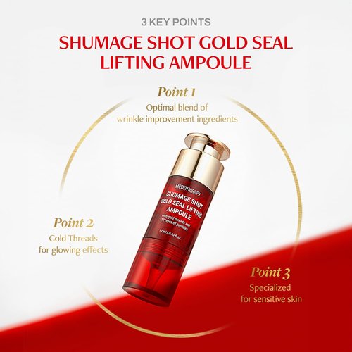 MEDITHERAPY Shumage Shot Gold Seal Lifting Ampoule, Gold Threads and Collagen Serum for Anti-wrinkles, Lifting Ampoule, Glowing Skin, Korean Skincare, 0.4 fl.oz.