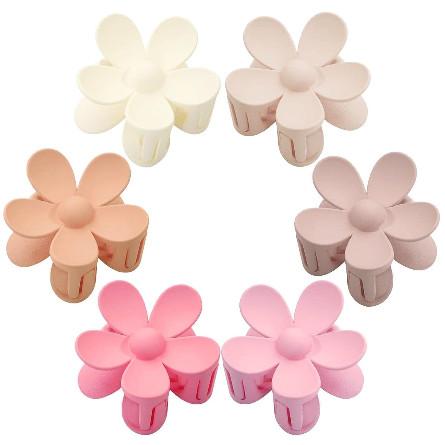 Flower Hair Clips 6 PCS Flower Claw Clips Daisy Clips for Women Matte Large Claw Clips Strong Hold Jaw Clamps Hair Accessories for Thick Hair 6 Colors