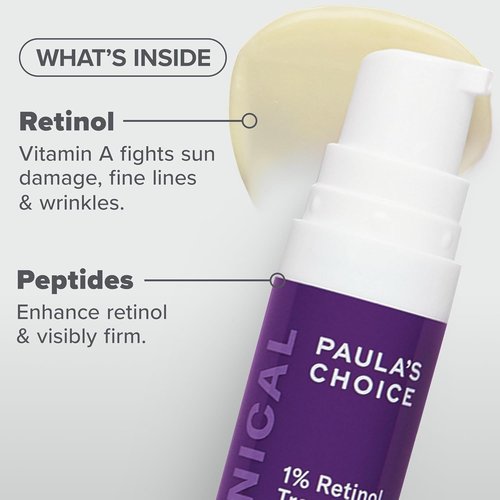 Paula's Choice BHA Liquid Exfoliant - Salicylic Acid Facial Treatment for Enlarged Pores, Travel Size 1oz | Clinical 1% Retinol Cream for Anti-Aging, 0.17oz