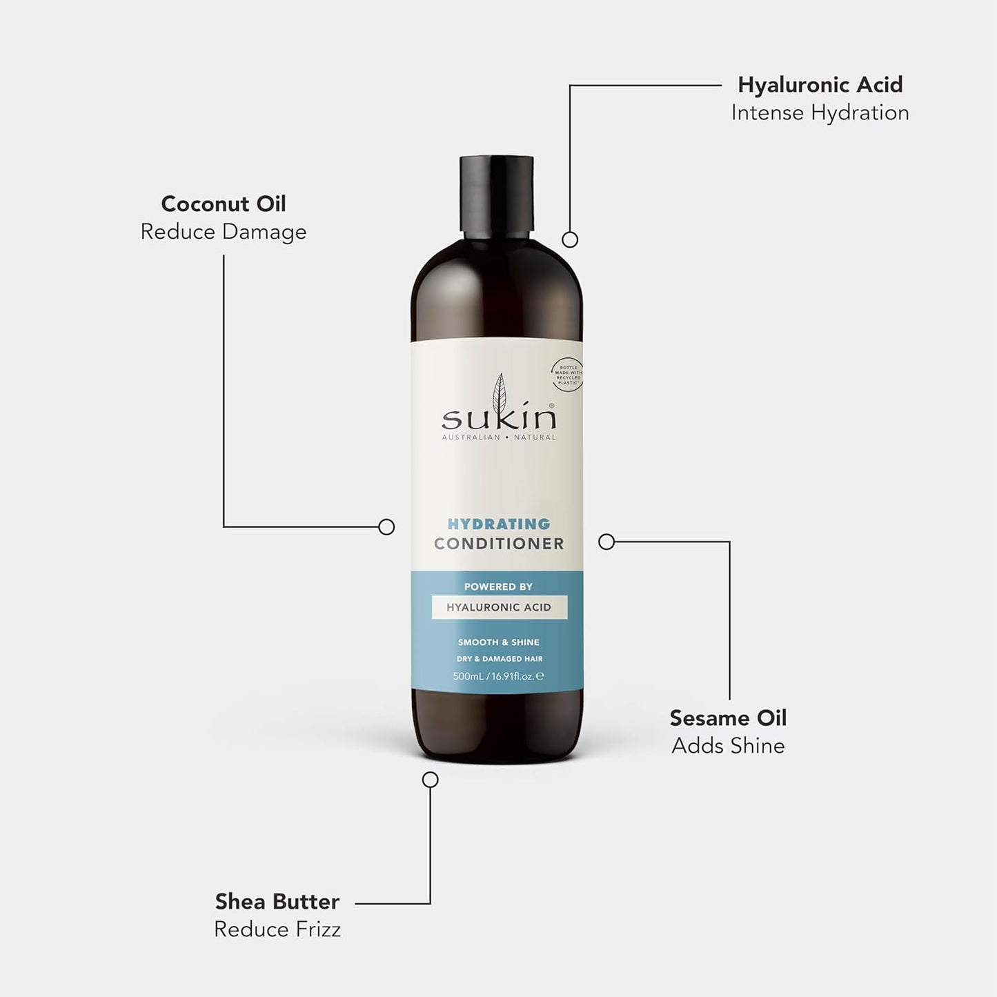 Sukin Hydrating Conditioner - Nourishing Formula for Dry & Damaged Hair | 16.9 Fl Oz