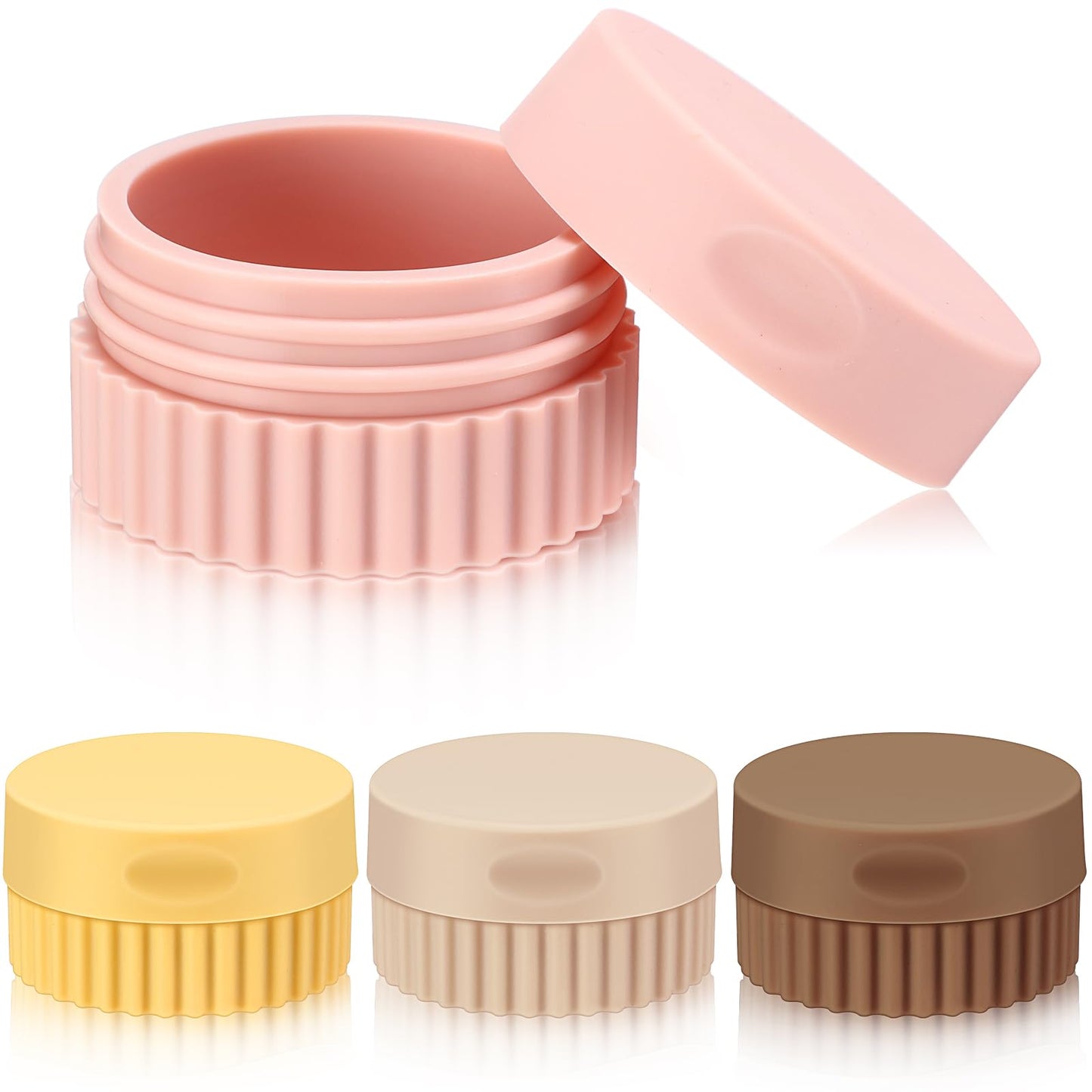 Maxcheck 4 Pcs Travel Containers for Toiletries Small Silicone Cream Jars 0.68 oz Travel Size Container Leakproof Travelling Accessories with Lid for Cosmetic Body Skin Cream(Classic Color)